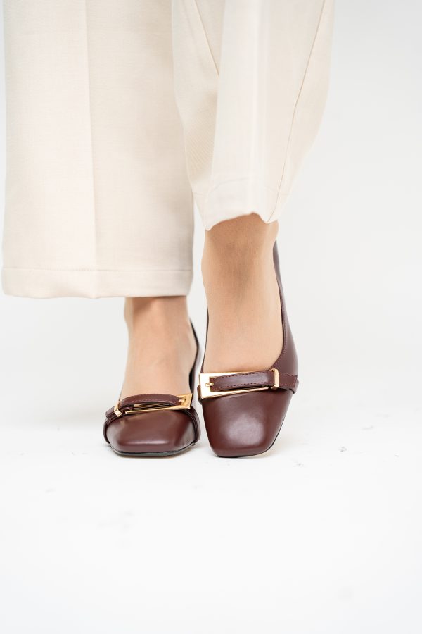Pantofi damă casual cu toc bordo din piele ecologică Nicoletta BS408AY2503232 123