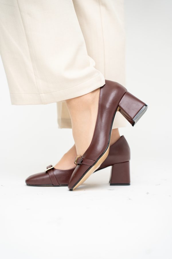 Pantofi damă casual cu toc bordo din piele ecologică Nicoletta BS408AY2503232 125