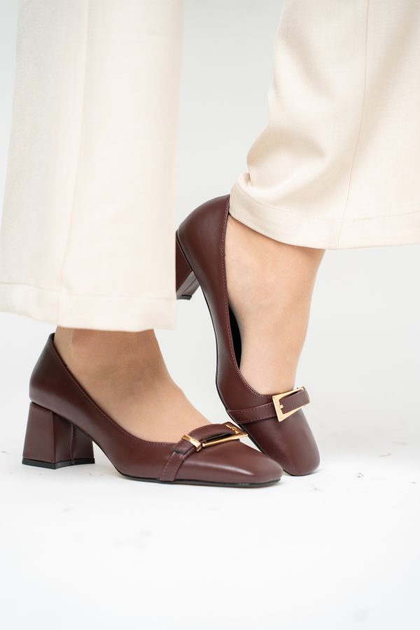 Pantofi damă casual cu toc bordo din piele ecologică Nicoletta BS408AY2503232 119
