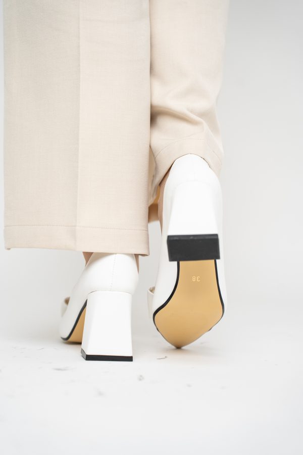 Pantofi damă cu toc albi din piele ecologică cu fundită Nicoletta BS316AY2503213 125