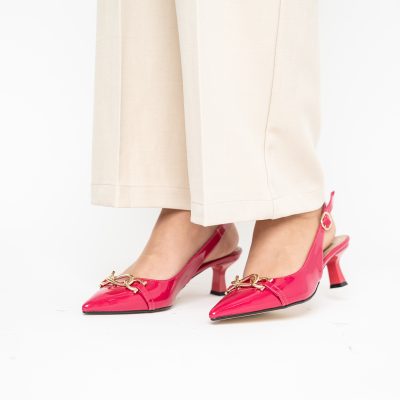 Pantofi damă cu toc subțire Fuchsia din piele ecologică Nicoletta BS20131AY2503259