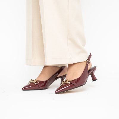 Pantofi damă cu toc subțire Bordo din piele ecologică Nicoletta BS20131AY2503260