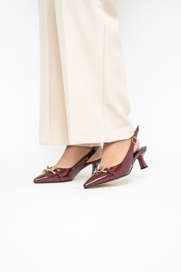 Pantofi damă cu toc subțire Bordo din piele ecologică Nicoletta BS20131AY2503260 119