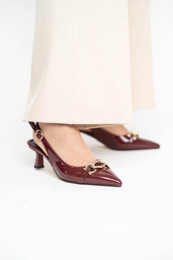 Pantofi damă cu toc subțire Bordo din piele ecologică Nicoletta BS20131AY2503260 121