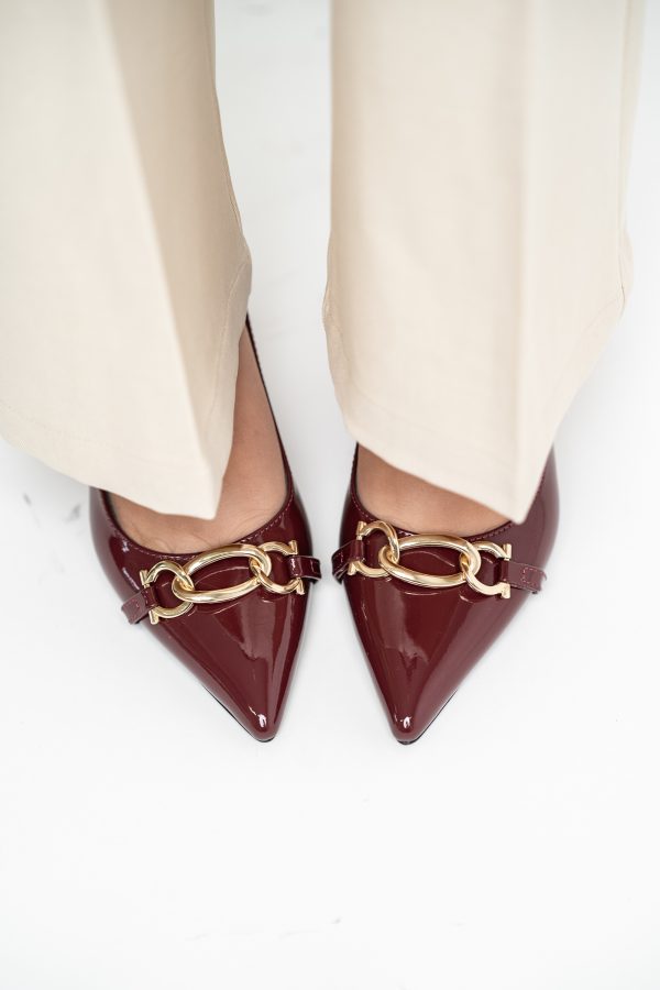 Pantofi damă cu toc subțire Bordo din piele ecologică Nicoletta BS20131AY2503260 125