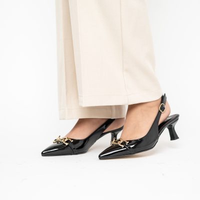 Pantofi damă cu toc subțire Negru din piele ecologică Nicoletta BS20131AY2503262