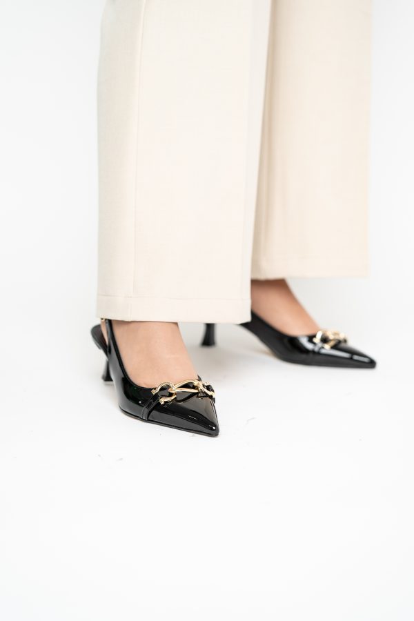 Pantofi damă cu toc subțire Negru din piele ecologică Nicoletta BS20131AY2503262 121