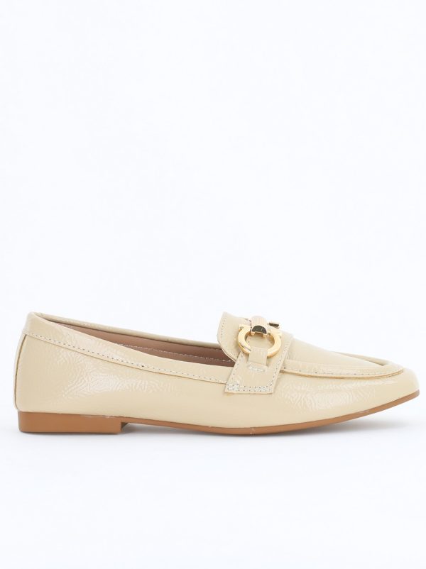 Balerini Damă Eleganti din Piele Ecologica Bej Lucios-BS2072BA2503210 124
