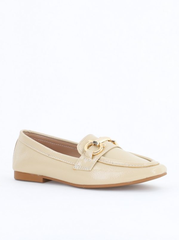 Balerini Dama - Balerini Damă Eleganti din Piele Ecologica Bej Lucios-BS2072BA2503210