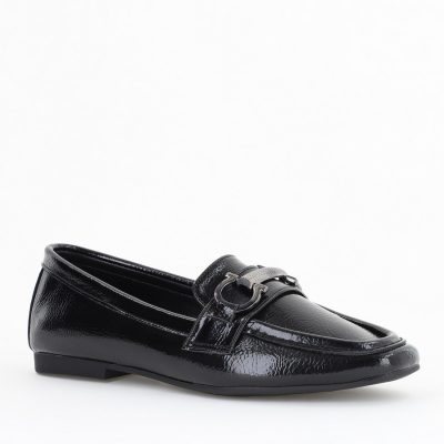 Balerini Damă Eleganti din Piele Ecologica Negru Lucios-BS2072BA2503209