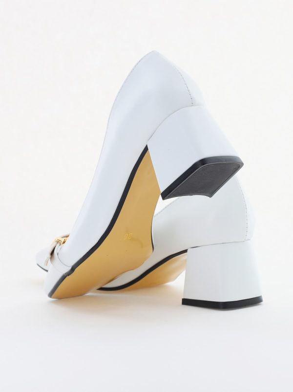 Pantofi damă casual cu toc alb din piele ecologică Nicoletta BS408AY2503231 122