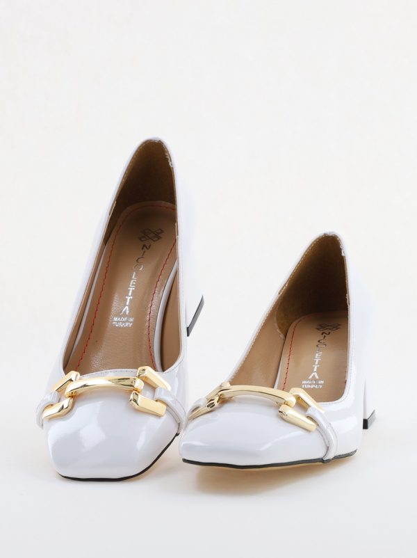 Pantofi damă casual cu toc albi din piele ecologică Nicoletta BS402AY2503225 120