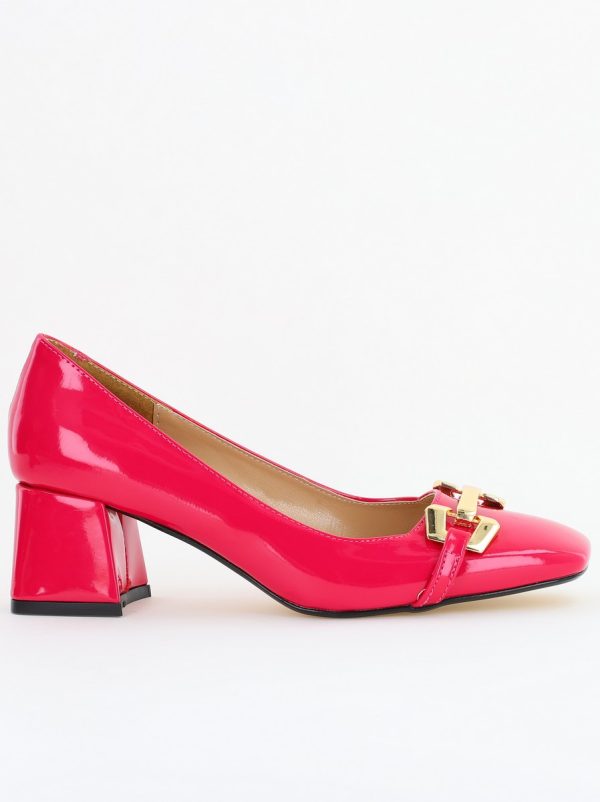Pantofi damă casual cu toc fuchsia lucios din piele ecologică Nicoletta BS402AY2503227 124