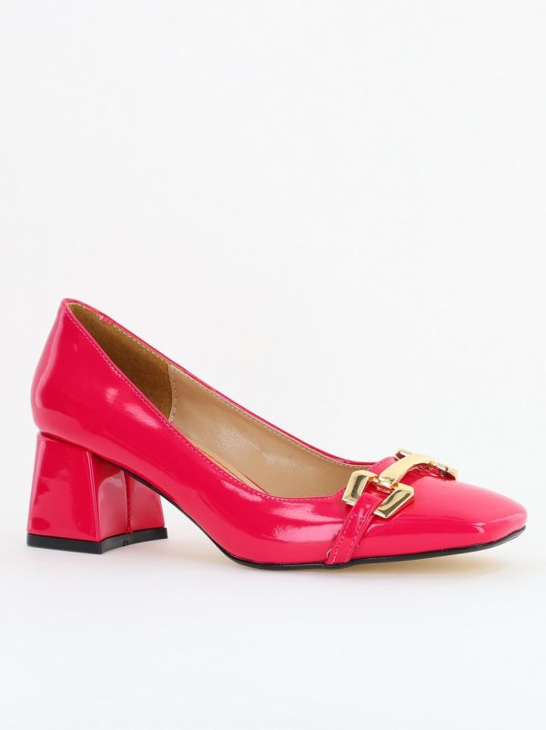 Incaltaminte Dama - Pantofi damă casual cu toc fuchsia lucios din piele ecologică Nicoletta BS402AY2503227