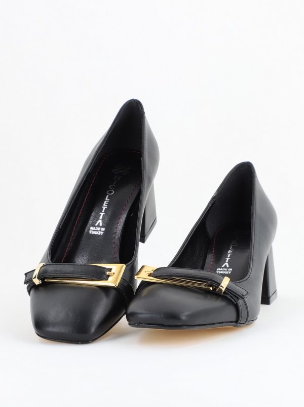 Pantofi damă casual cu toc negru din piele ecologică Nicoletta BS408AY2503234 120