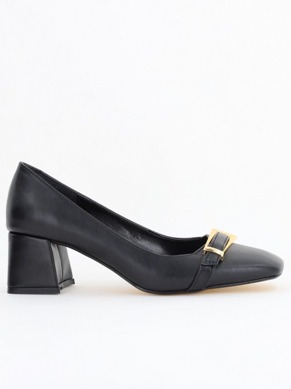 Pantofi damă casual cu toc negru din piele ecologică Nicoletta BS408AY2503234 124