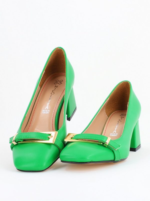 Pantofi damă casual cu toc verzi din piele ecologică Nicoletta BS408AY2503233 120