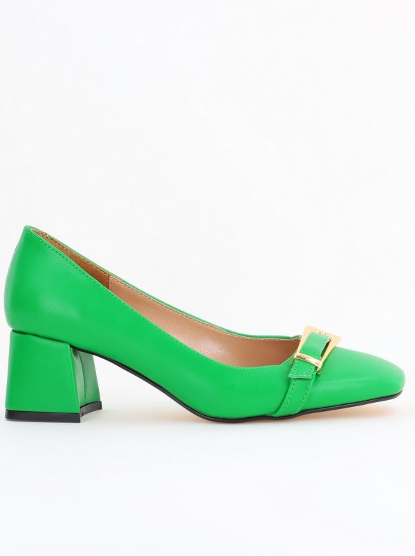 Pantofi damă casual cu toc verzi din piele ecologică Nicoletta BS408AY2503233 122