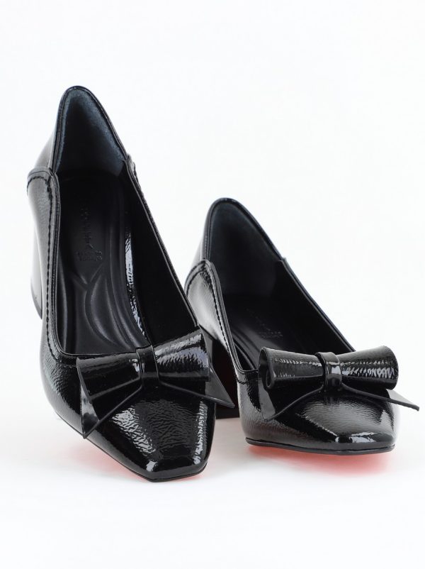 Pantofi Damă cu Toc Gros Negru lac din Piele Ecologică Nicoletta BS810D2503253 120