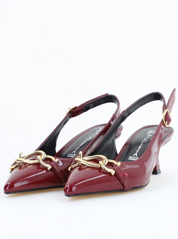 Pantofi damă cu toc subțire Bordo din piele ecologică Nicoletta BS20131AY2503260 120