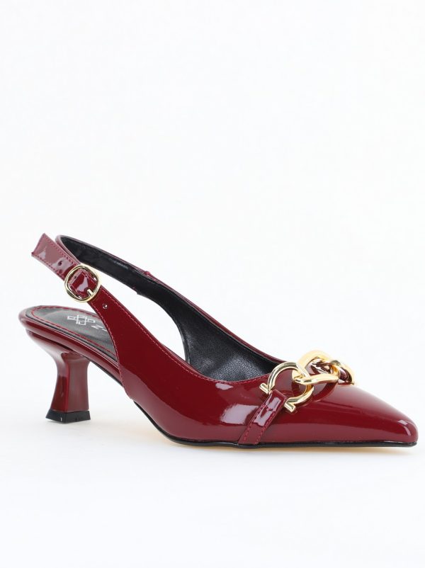 Incaltaminte Dama - Pantofi damă cu toc subțire Bordo din piele ecologică Nicoletta BS20131AY2503260