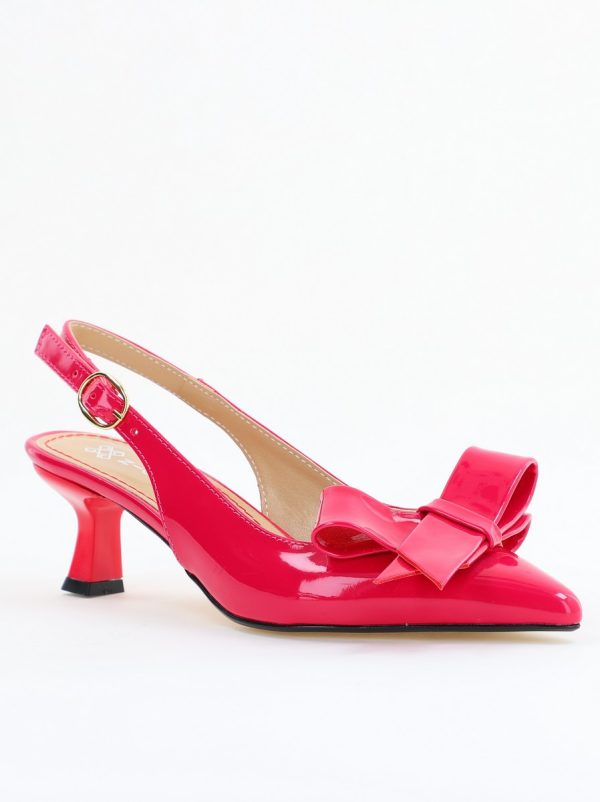 Incaltaminte Dama - Pantofi damă cu toc subțire fuchsia din piele ecologică cu fundiță Nicoletta BS225AY2503249