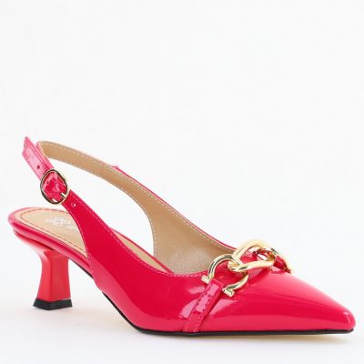 Pantofi damă cu toc subțire Fuchsia din piele ecologică Nicoletta BS20131AY2503259