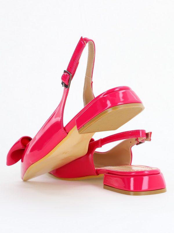 Balerini eleganți fuchsia din piele ecologică cu toc jos și fundiță decorativă (BS110AY2504312) 120