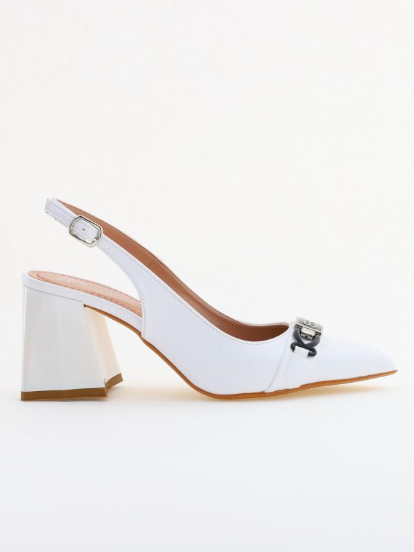 Pantofi Dama cu Toc ascutit Piele Eco Alb BS742PT2305418 119