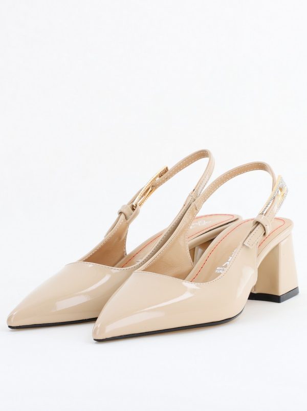 Pantofi Damă cu Toc Eleganti Decupați culoare Bej lac cu Fundiță din Piele Ecologica  - BS313200AY2504278 119