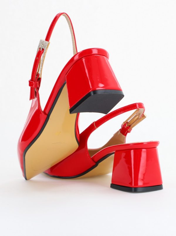 Pantofi Damă cu Toc Eleganti Decupați culoare Rosu lac cu Fundiță din Piele Ecologica  - BS313200AY2504279 121