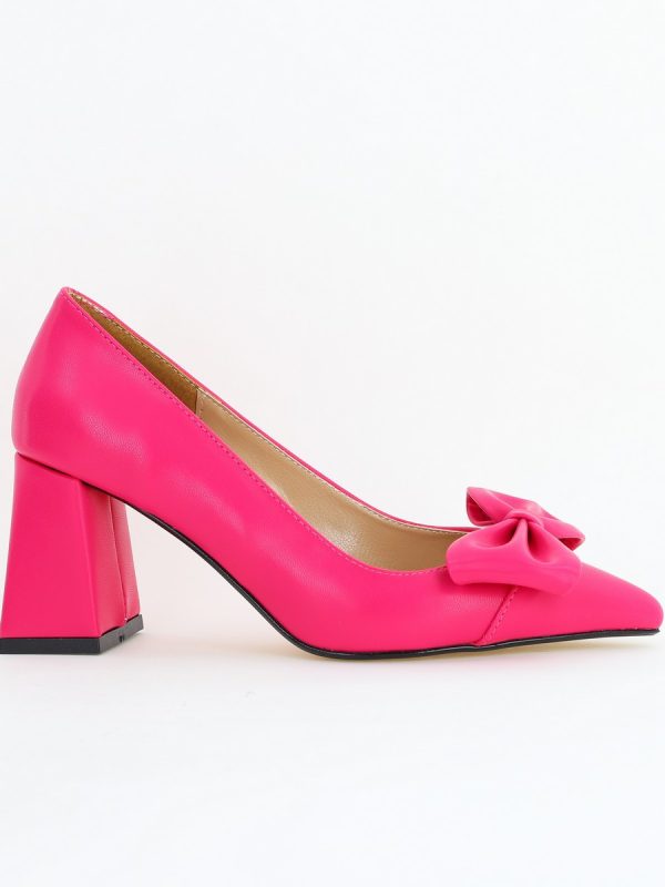Pantofi damă cu toc fuchsia din piele ecologică cu fundiță Nicoletta BS316AY2504294 120