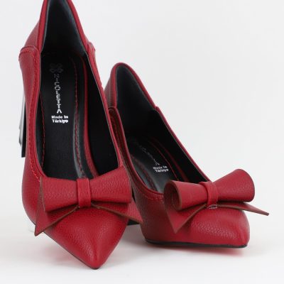 Pantofi Damă cu Toc Gros Bordo Mat din Piele Ecologică Nicoletta BS2010D2504285