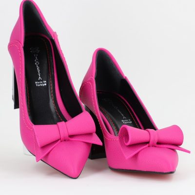 Pantofi Damă cu Toc Gros Fuchsia mat din Piele Ecologică Nicoletta BS2010D2504282