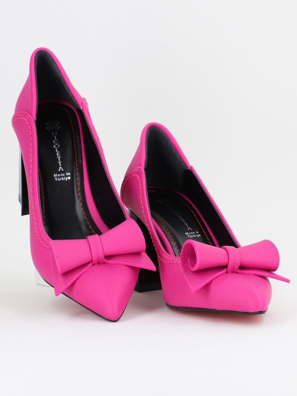 Pantofi Damă cu Toc Gros Fuchsia mat din Piele Ecologică Nicoletta BS2010D2504282 119