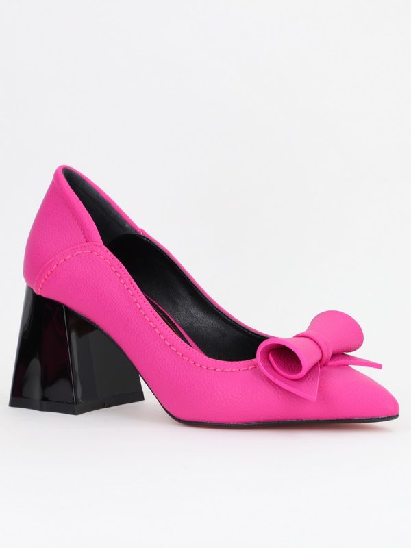 Incaltaminte Dama - Pantofi Damă cu Toc Gros Fuchsia mat din Piele Ecologică Nicoletta BS2010D2504282