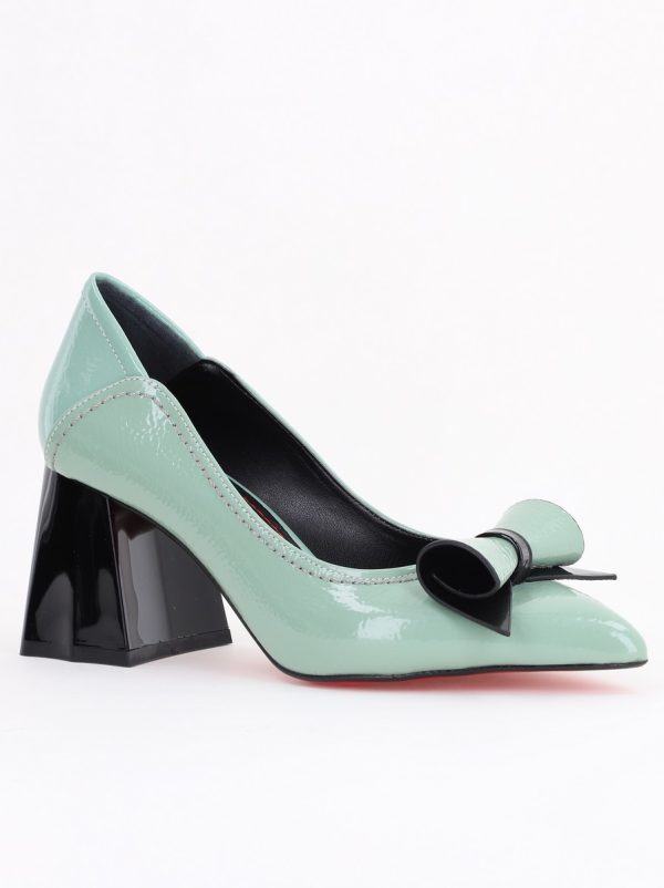 pantofi dama cu toc gros verde menta lac din piele ecologica nicoletta bs2010d2504273 5