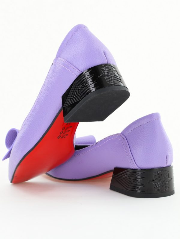 Pantofi Damă cu Toc Jos Mov Mat cu fundiță din Piele Ecologică (BS510D2504289) 121