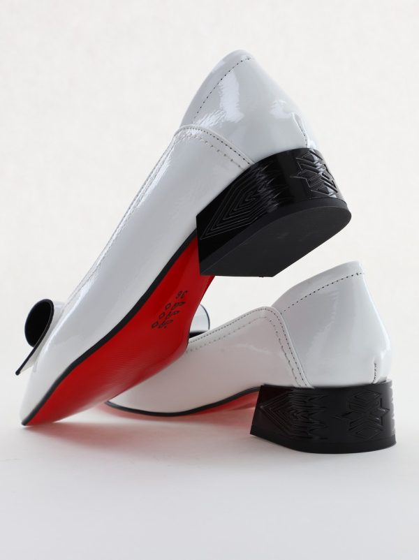 Pantofi Damă cu Toc Jos Albi cu fundiță din Piele Ecologică (BS510BA2504263) 121