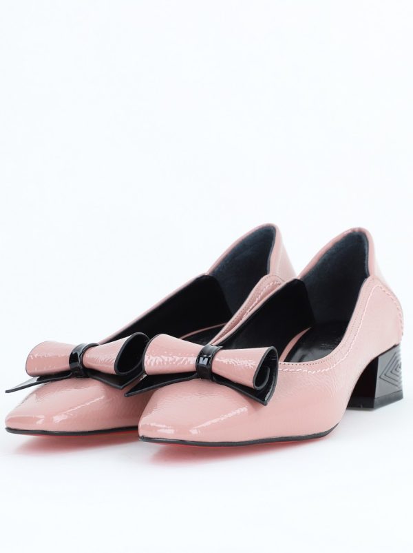 Pantofi Damă cu Toc Jos Roz cu fundiță din Piele Ecologică (BS510BA2504265) 119