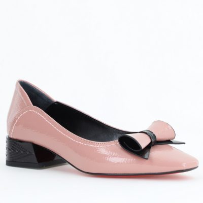 Pantofi Damă cu Toc Jos Roz cu fundiță din Piele Ecologică (BS510BA2504265)