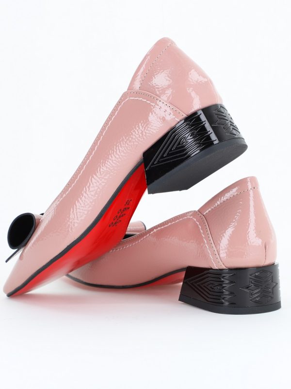 Pantofi Damă cu Toc Jos Roz cu fundiță din Piele Ecologică (BS510BA2504265) 121