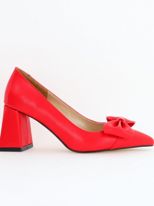 Pantofi damă cu toc roși din piele ecologică cu fundiță Nicoletta BS316AY2504295 120