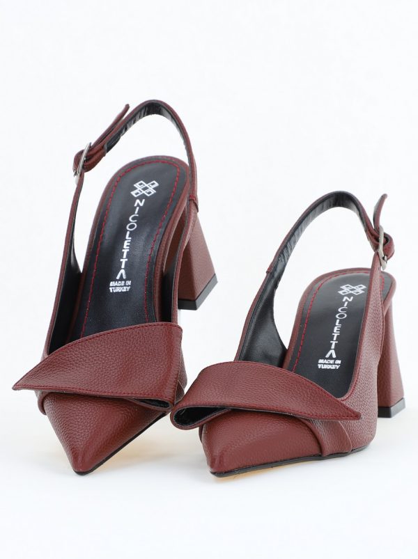 Pantofi damă decupați bordo din piele ecologică cu toc gros și vârf ascuțit BS330AY2504319 119