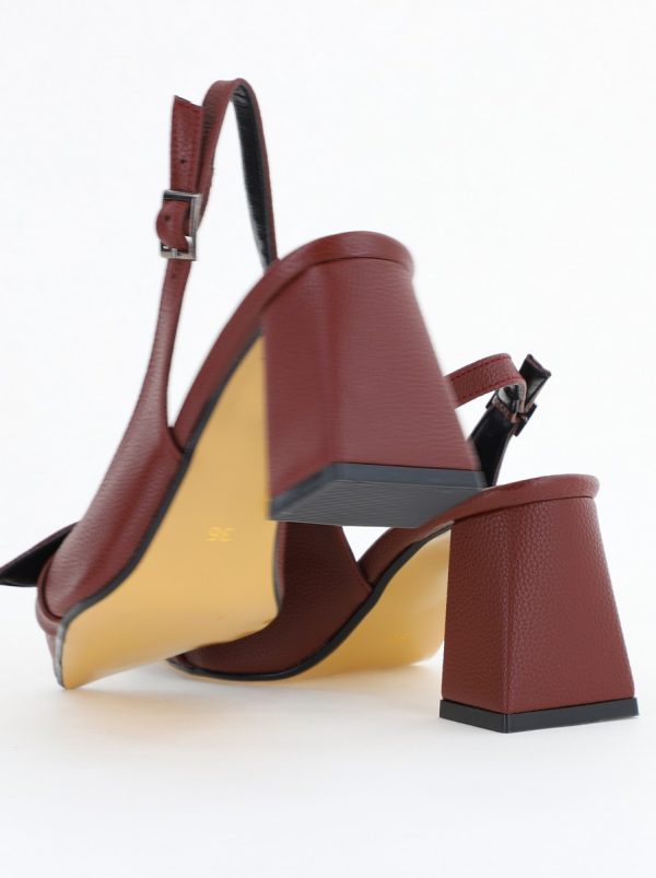Pantofi damă decupați bordo din piele ecologică cu toc gros și vârf ascuțit BS330AY2504319 120
