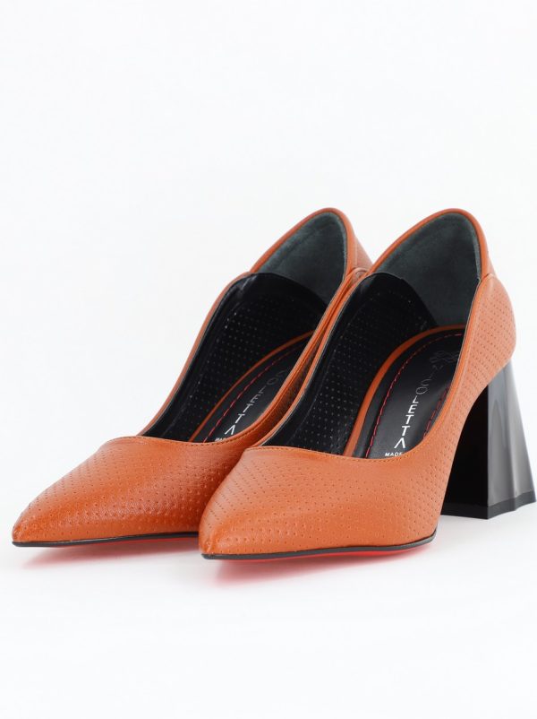 Pantofi Dama Toc Piele Ecologica cu perforații maro mat (BS2005D2405372z) 119