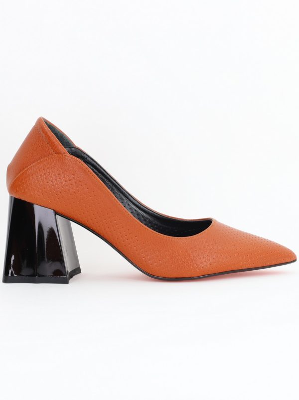 Pantofi Dama Toc Piele Ecologica cu perforații maro mat (BS2005D2405372z) 120