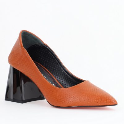 Pantofi Dama Toc Piele Ecologica cu perforații maro mat (BS2005D2405372z)