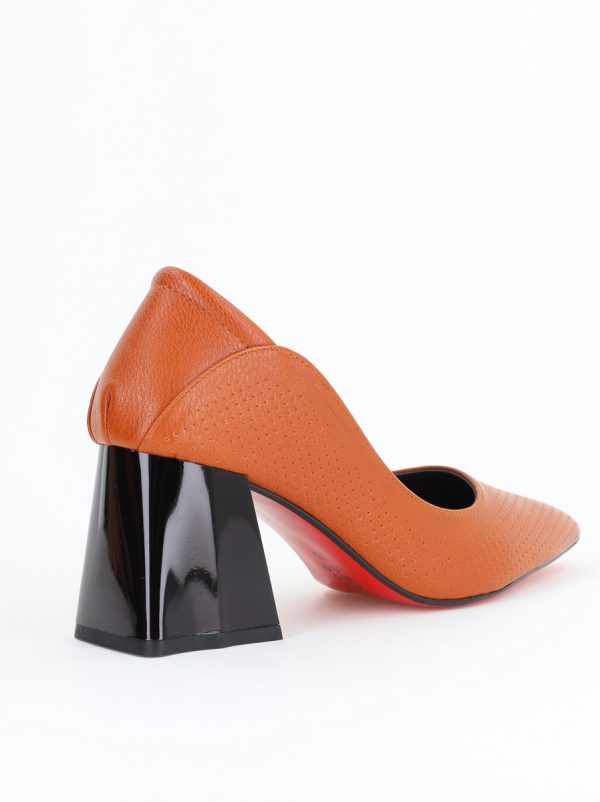 Pantofi Dama Toc Piele Ecologica cu perforații maro mat (BS2005D2405372z) 122