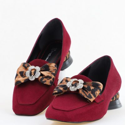 Pantofi eleganți Bordo cu detali strălucitoare și fundă sofisticată (BS140BA2504303)